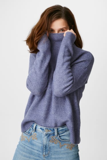 Women - Basic jumper - blue-melange