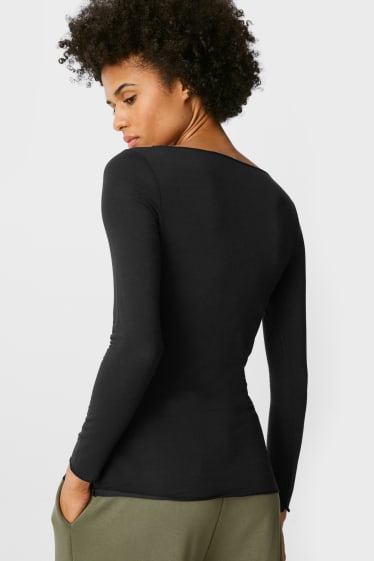 Femei - Bluză de corp cu conținut de cașmir - negru