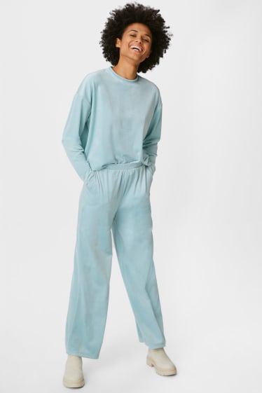 Donna - Pantaloni in velluto basic - verde menta