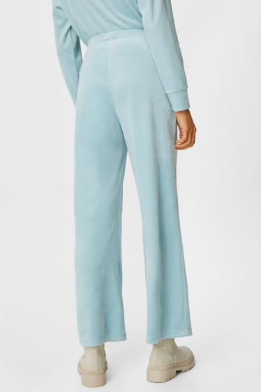 Women - Basic velvet trousers - mint green