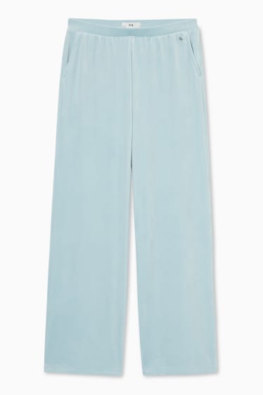 Women - Basic velvet trousers - mint green