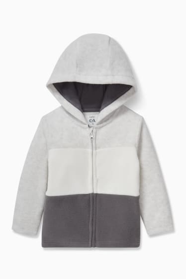 Babies - Baby fleece jacket with hood - light gray-melange