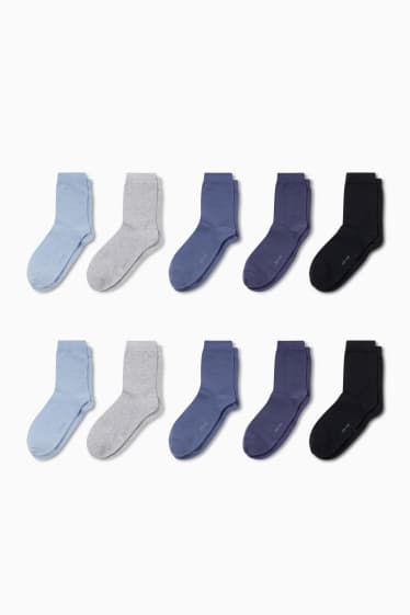 Dames - Set van 10 paar - sokken - blauw / grijs
