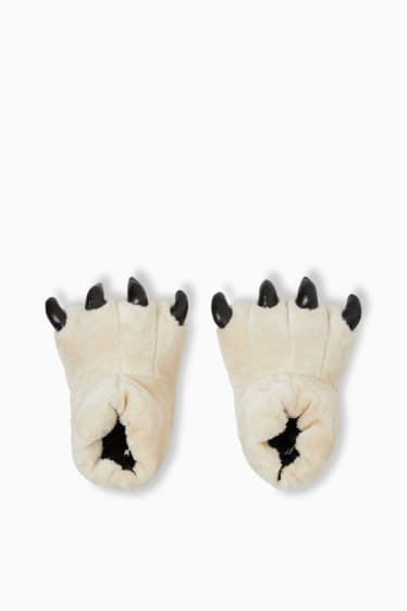 Pánské - Domácí obuv z umělé kožešiny - bílá