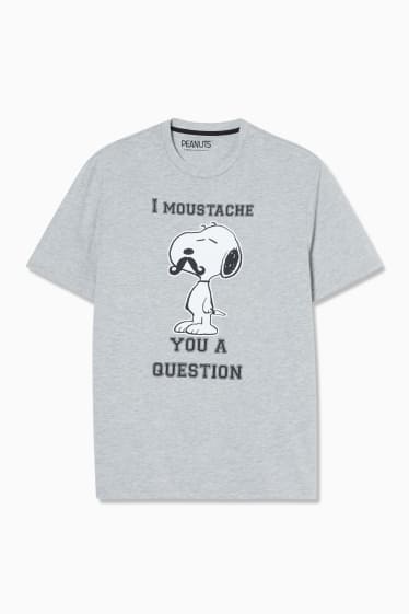 Hommes - T-shirt - Peanuts - Movember - gris chiné