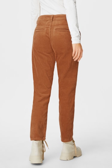 Mujer - Pantalón de pana - straight tapered fit - habano