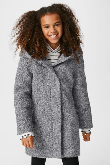 Children - Coat with hood - gray-melange