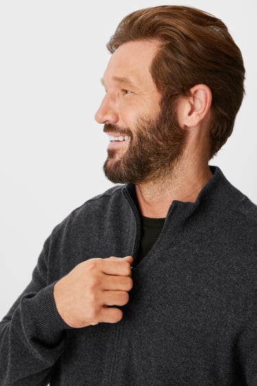 Uomo - Cardigan di cashmere - grigio scuro