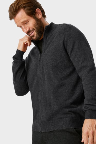 Uomo - Cardigan di cashmere - grigio scuro