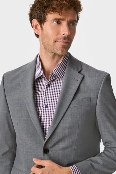 Hommes - Veste de costume - regular fit - Flex - laine vierge mélangée - gris chiné