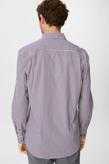 Heren - Business-overhemd - regular fit - kent - gemakkelijk te strijken - geruit - wit / blauw