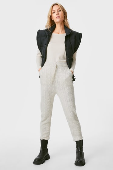 Women - Knitted trousers - cremewhite