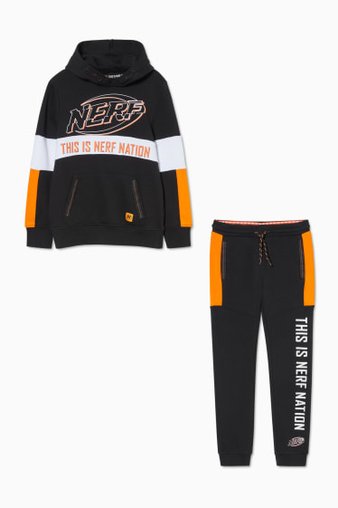 Dzieci - NERF - zestaw - bluza z kapturem i spodnie dresowe - 2 części - czarny