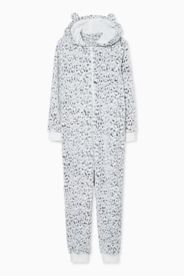 Children - Fleece onesie with hood - white