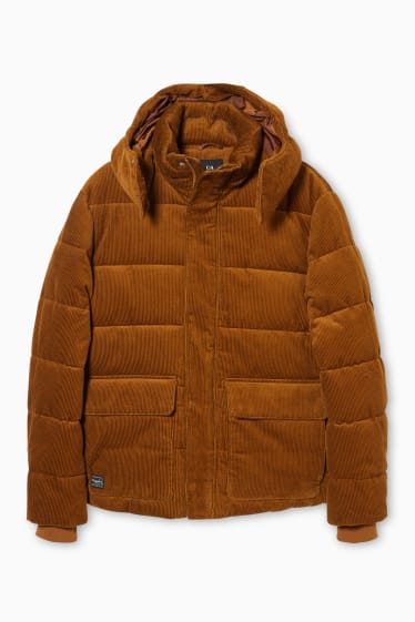 Men - Corduroy jacket with hood - brown