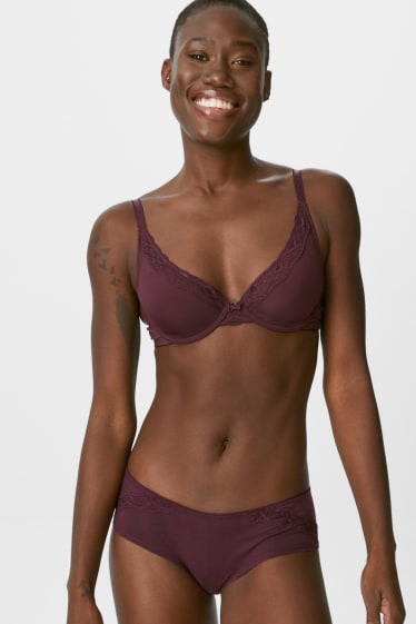 Women - Multipack of 3 - hipster briefs - dark red / black