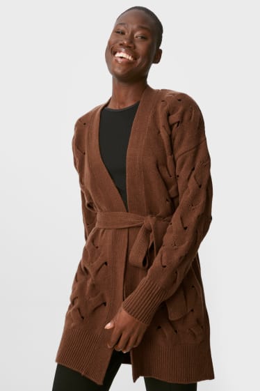 Women - Cardigan with cashmere - Italian yarn - dark brown
