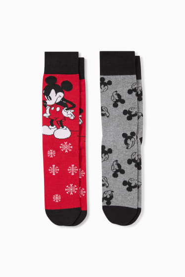 Hommes - Lot de 2 - Mickey Mouse - chaussettes - rouge