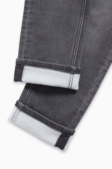 Kinderen - Slim jeans - thermojeans - jog denim - jeansgrijs