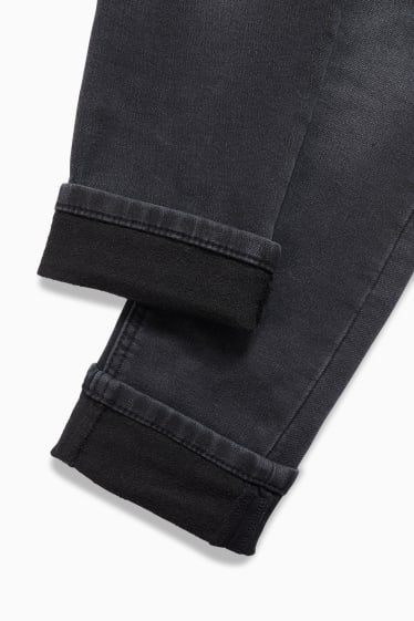 Dzieci - Slim jeans - ocieplane dżinsy - jog denim - dżins-ciemnoszary