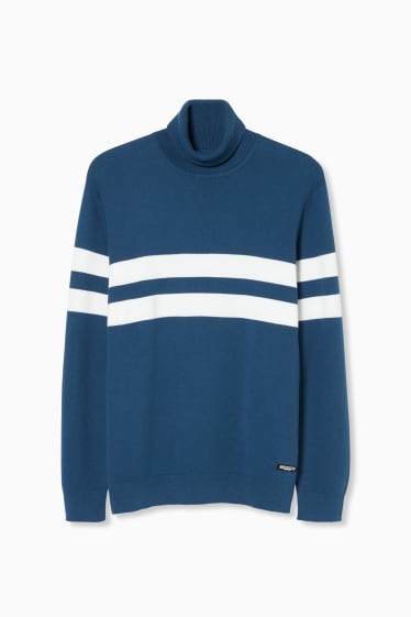Mężczyźni - Sweter z golfem - niebieski