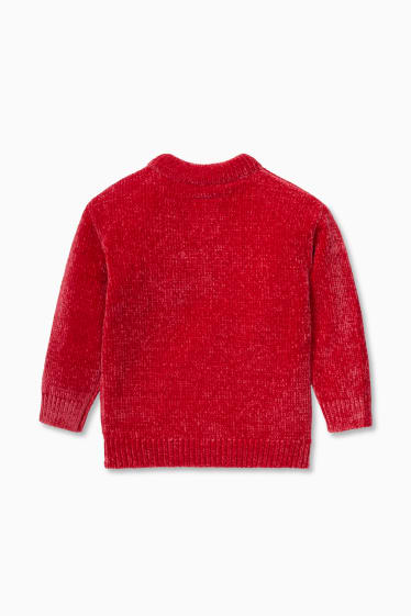 Kinder - Chenille-Pullover - Glanz-Effekt - rot