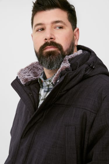 Hombre - Parka invernal con capucha - reciclada - gris jaspeado