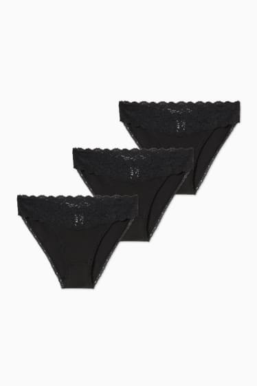 Dames - Set van 3 - slip - zwart