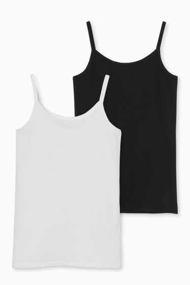 Kinder Mädchen - Multipack 2er - Singlet - weiß / schwarz