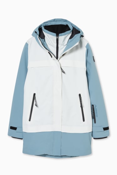 Women - Ski jacket with hood - white / turquoise