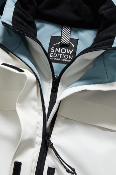 Women - Ski jacket with hood - white / turquoise