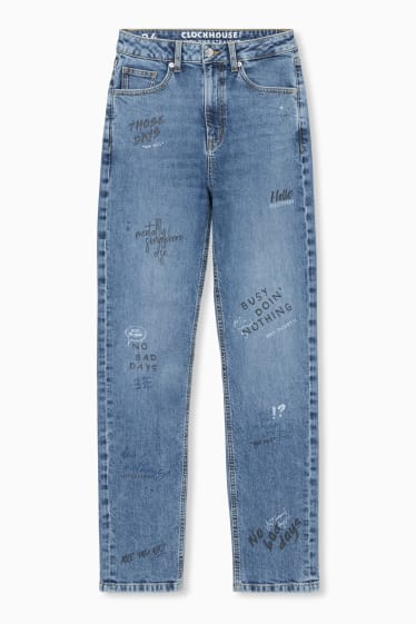 Teens & young adults - CLOCKHOUSE - straight jeans - high waist - denim-light blue