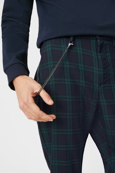 Mężczyźni - CLOCKHOUSE - spodnie chino - tapered fit - w kratkę - ciemnozielony