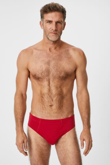 Uomo - Confezione da 3 - slip - rosso / nero