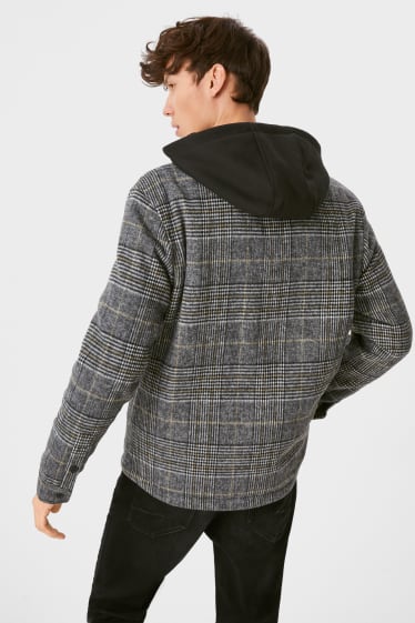 Uomo - CLOCKHOUSE - giacca a camicia - effetto 2 in 1 - quadretti - grigio melange