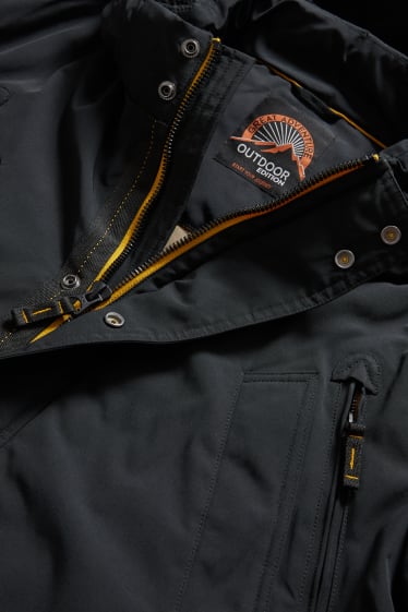 Men - Parka with hood - black