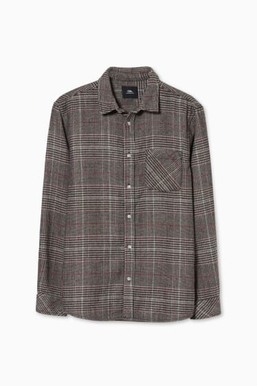 Bărbați - CLOCKHOUSE - cămașă din flanel - regular fit - guler Kent - în carouri - gri