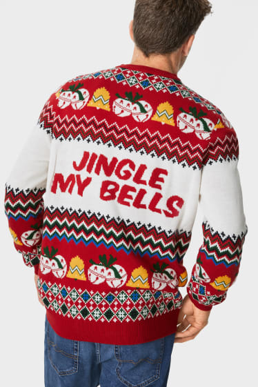 Herren - Weihnachtspullover - Jingle Bells - rot