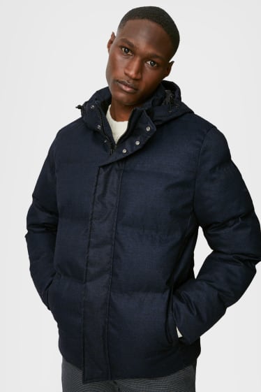 Men - Outdoor jacket with hood - dark blue-melange