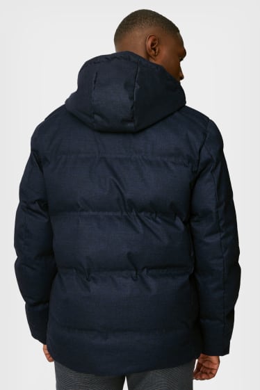Pánské - Funkční bunda s kapucí - tmavomodrá-žíhaná