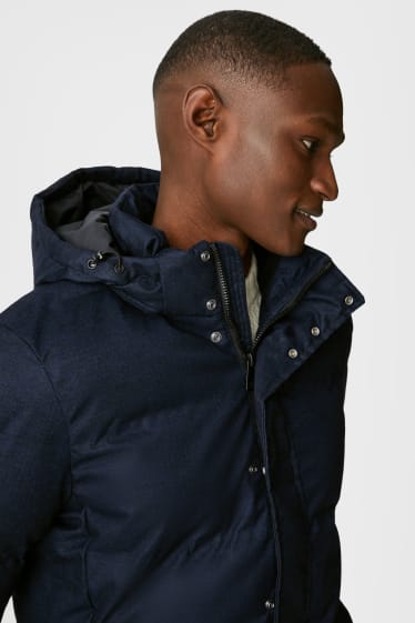 Men - Outdoor jacket with hood - dark blue-melange