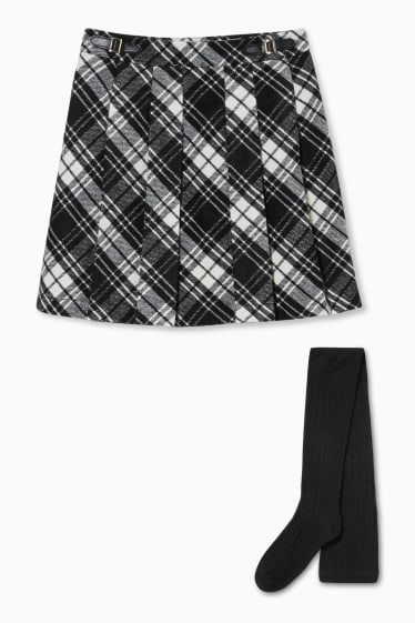 Niños - Set - falda de franela y leotardos - 2 piezas - negro