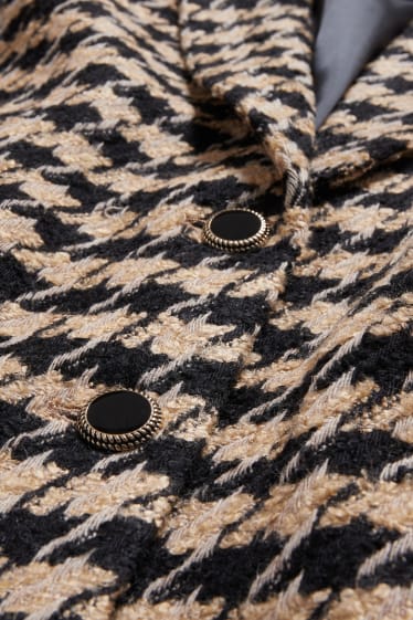 Women - Bouclé blazer with shoulder pads - check - black / beige