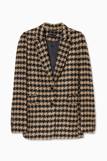 Women - Bouclé blazer with shoulder pads - check - black / beige