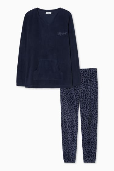 Damen - Fleece-Pyjama - dunkelblau