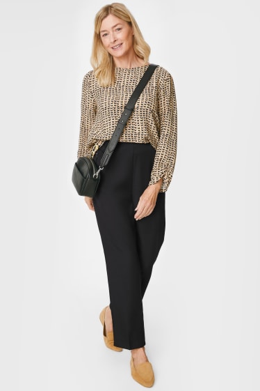 Dames - Pantalon - tapered fit - zwart