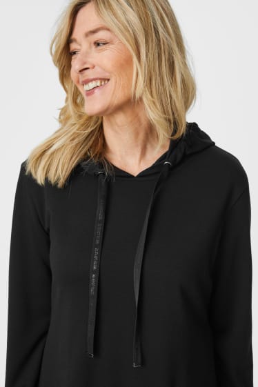 Women - Sweatshirt dress with hood - black