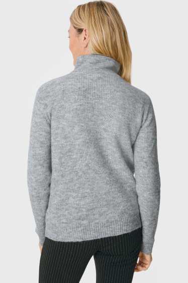 Women - Jumper - shiny - light gray-melange