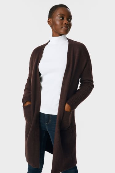 Women - Basic cardigan - brown-melange