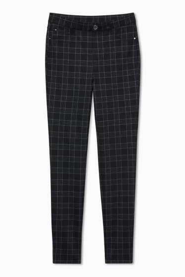 Women - Jersey trousers - check - black